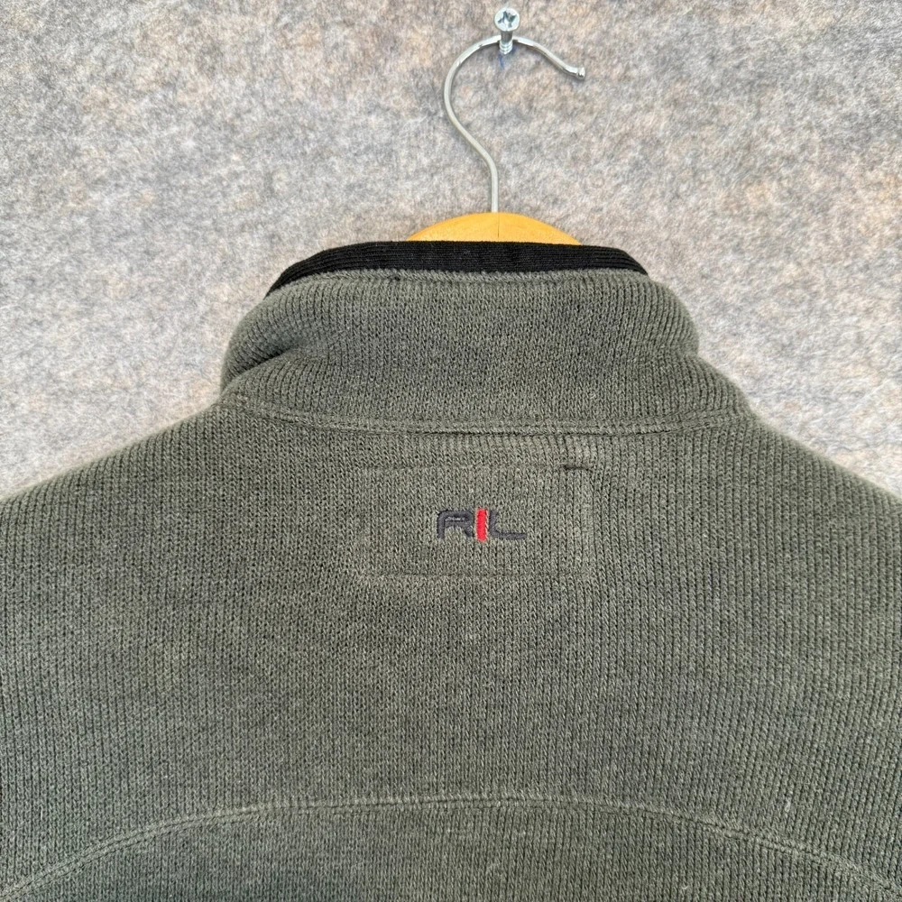 Vintage Polo Ralph Lauren Fleece Jacket Mens Large Zip Pocket RL Dark Green Coat